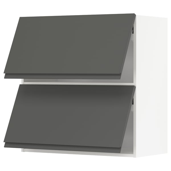 METOD wall cabinet horizontal w 2 doors, white/Voxtorp dark grey, 80x80 cm