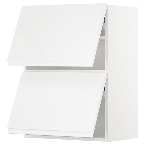 METOD wall cabinet horizontal w 2 doors, white/Voxtorp high-gloss/white, 60x80 cm