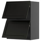 METOD wall cabinet horizontal w 2 doors, black-grey/Lerhyttan black stained, 60x80 cm