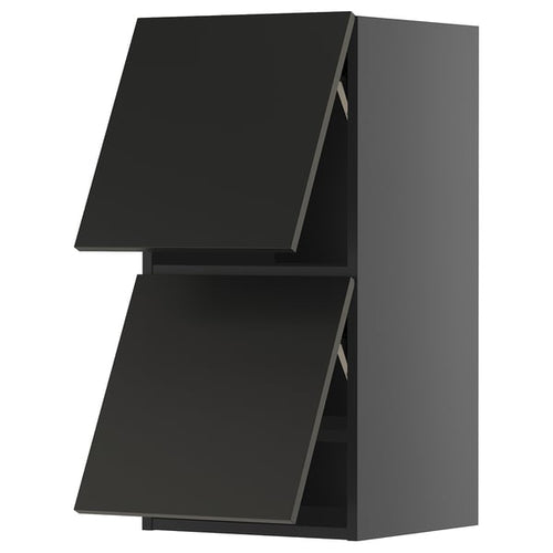 METOD - METOD Wall cabinet horizontal w 2 doors, black-grey/Nickebo matt anthracite, 40x80 cm