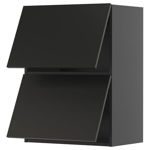 METOD Horizontal wall unit with 2 doors, black-grey/Nickebo anthracite matt, 60x80 cm