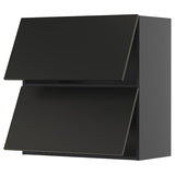 METOD wall cabinet horizontal w 2 doors, black-grey/Nickebo matt anthracite, 80x80 cm