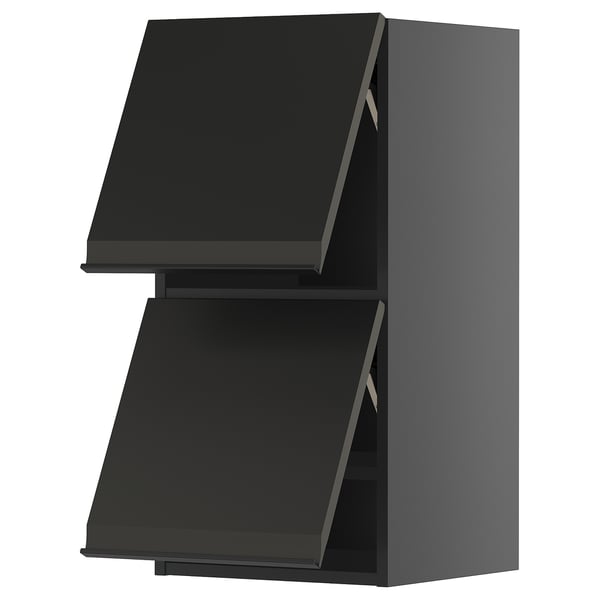 METOD wall cabinet horizontal w 2 doors, black-grey/Upplöv matt anthracite, 40x80 cm