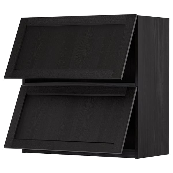 METOD wall cabinet horizontal w 2 doors, black/Lerhyttan black stained, 80x80 cm