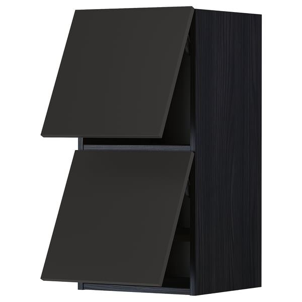 METOD wall cabinet horizontal w 2 doors, black/Nickebo matt anthracite