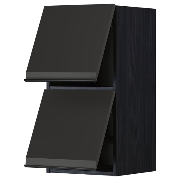 METOD wall cabinet horizontal w 2 doors, black/Upplöv matt anthracite
