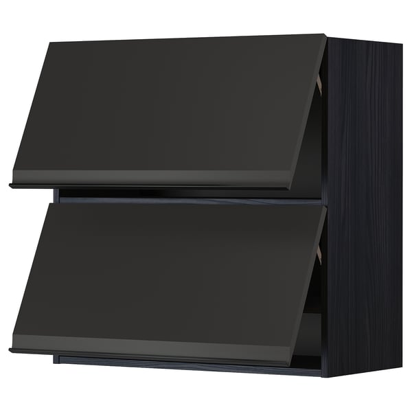 METOD wall cabinet horizontal w 2 doors, black/Upplöv matt anthracite, 80x80 cm