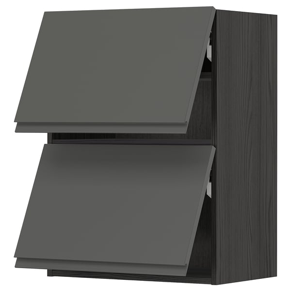 METOD wall cabinet horizontal w 2 doors, black/Voxtorp dark grey