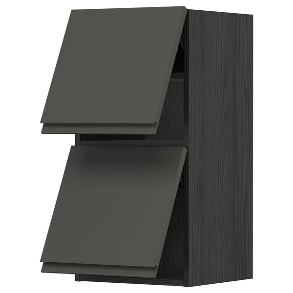 METOD wall cabinet horizontal w 2 doors, black/Voxtorp dark grey