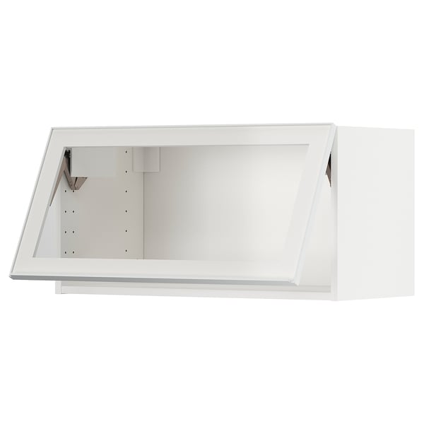 METOD wall cab horizontal w glass door, white/Hejsta white clear glass, 80x40 cm