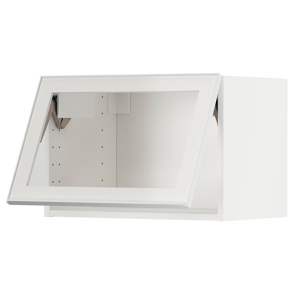 METOD wall cab horizontal w glass door, white/Hejsta white clear glass, 60x40 cm