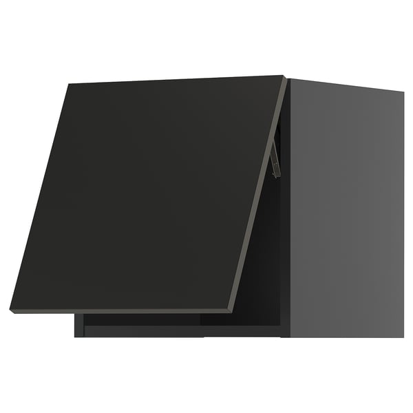 METOD wall cabinet horizontal, black-grey/Nickebo matt anthracite, 40x40 cm