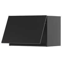 METOD wall cabinet horizontal, black-grey/Nickebo matt anthracite, 60x40 cm