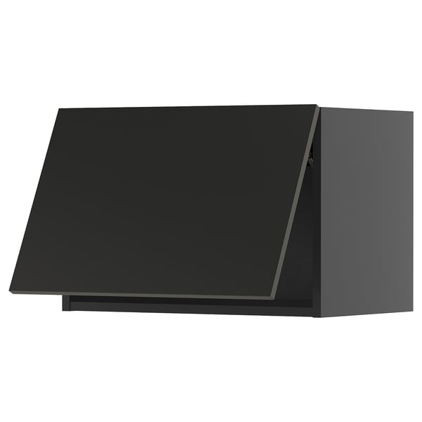 METOD wall cabinet horizontal, black-grey/Nickebo matt anthracite, 60x40 cm
