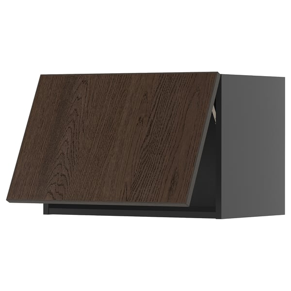 METOD wall cabinet horizontal, black-grey/Sinarp brown, 60x40 cm