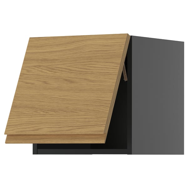METOD wall cabinet horizontal, black-grey/Voxtorp oak effect, 40x40 cm