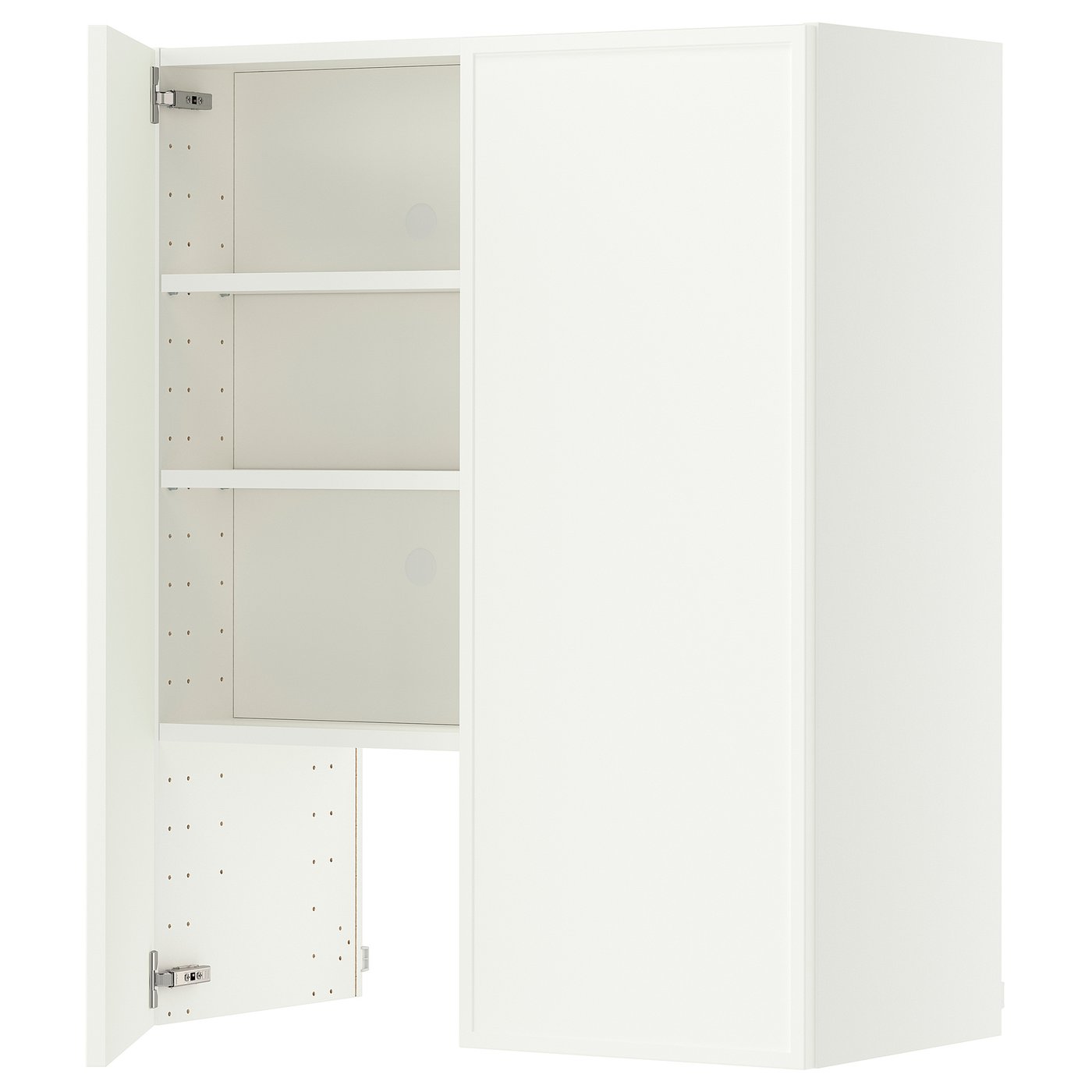 METOD wall cb f extr hood w shlf/door, white/Aspudden matt white, 80x100 cm
