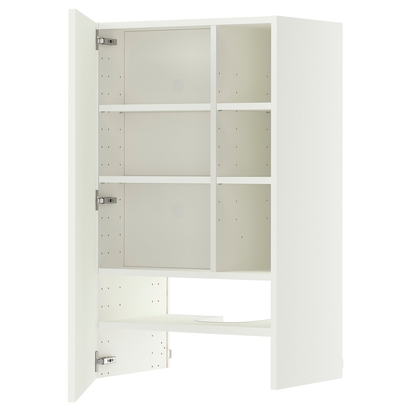 METOD wall cb f extr hood w shlf/door, white/Aspudden matt white, 60x100 cm