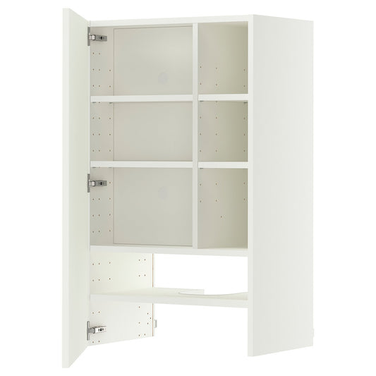 METOD wall cb f extr hood w shlf/door, white/Aspudden matt white, 60x100 cm