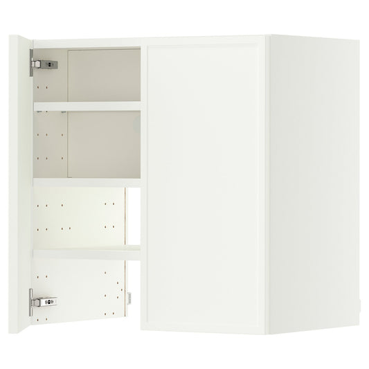 METOD wall cb f extr hood w shlf/door, white/Aspudden matt white, 60x60 cm
