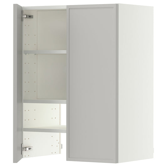 METOD wall cb f extr hood w shlf/door, white/Aspudden light grey, 60x80 cm