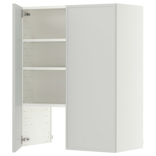 METOD wall cb f extr hood w shlf/door, white/Aspudden light grey, 80x100 cm