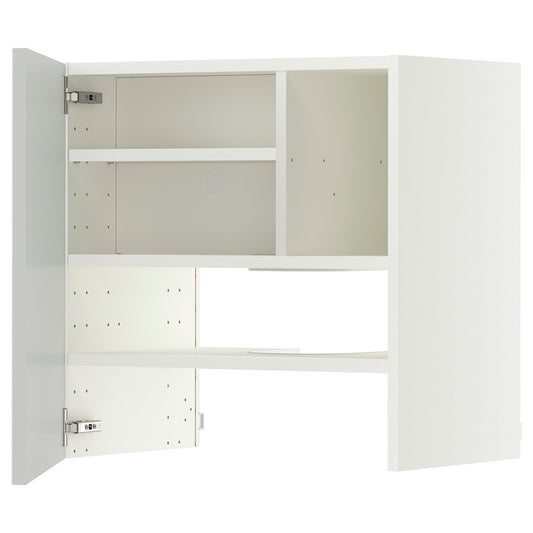 METOD wall cb f extr hood w shlf/door, white/Aspudden light grey, 60x60 cm