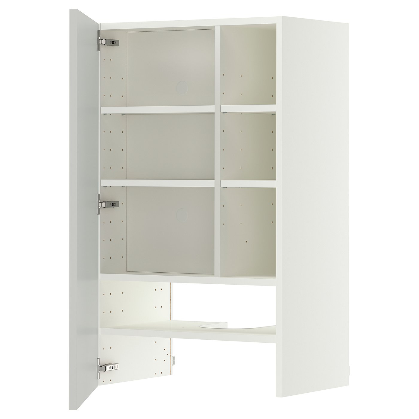 METOD wall cb f extr hood w shlf/door, white/Aspudden light grey, 60x100 cm