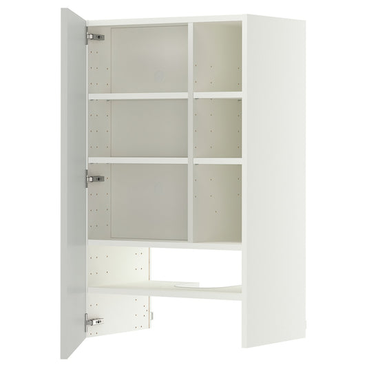 METOD wall cb f extr hood w shlf/door, white/Aspudden light grey, 60x100 cm
