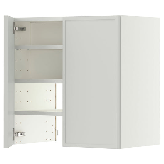 METOD wall cb f extr hood w shlf/door, white/Aspudden light grey, 60x60 cm