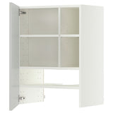 METOD wall cb f extr hood w shlf/door, white/Aspudden light grey, 60x80 cm