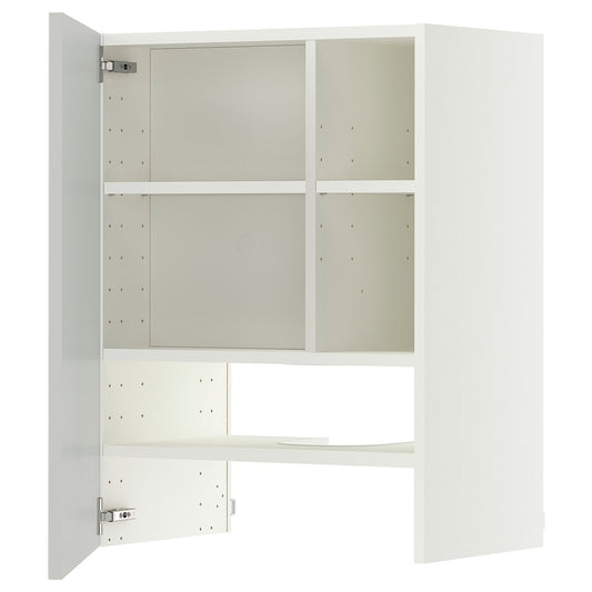 METOD wall cb f extr hood w shlf/door, white/Aspudden light grey, 60x80 cm