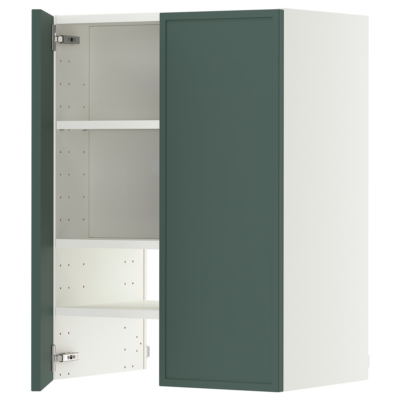 METOD wall cb f extr hood w shlf/door, white/Aspudden dark grey-green, 60x80 cm