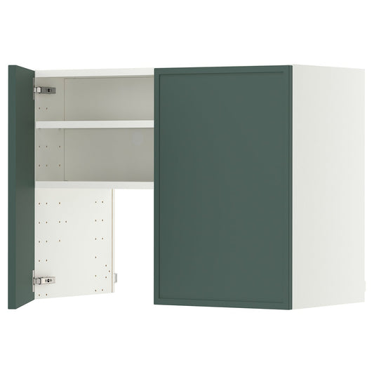 METOD wall cb f extr hood w shlf/door, white/Aspudden dark grey-green, 80x60 cm