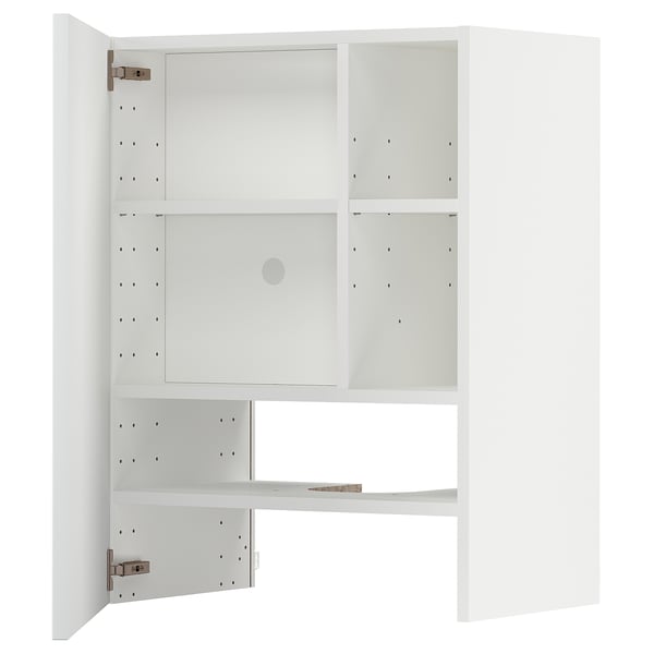 METOD wall cb f extr hood w shlf/door, white/Axstad matt white, 60x80 cm