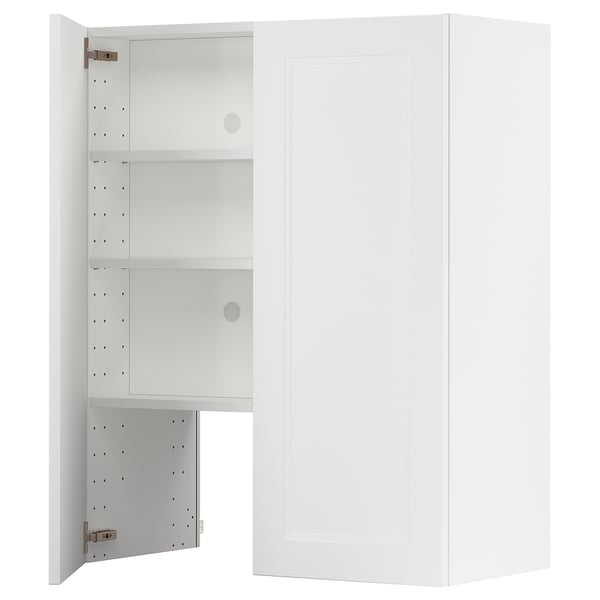 METOD wall cb f extr hood w shlf/door, white/Axstad matt white, 80x100 cm
