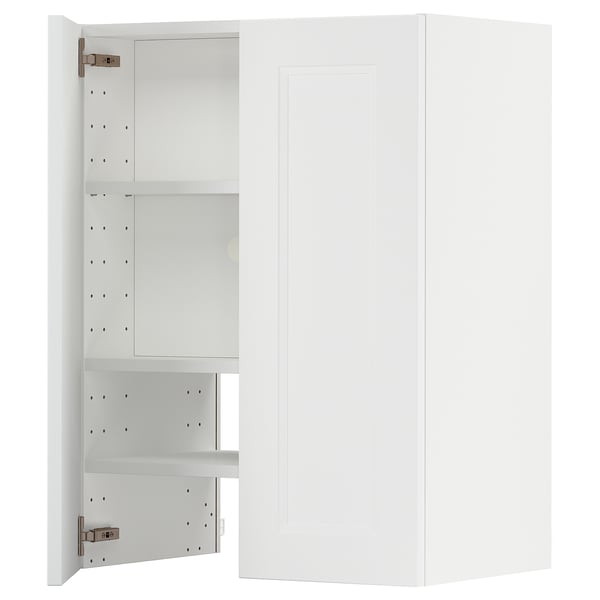 METOD wall cb f extr hood w shlf/door, white/Axstad matt white, 60x80 cm