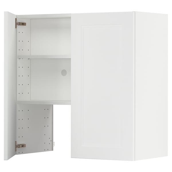 METOD - METOD Wall cb f extr hood w shlf/door, white/Axstad matt white, 80x80 cm
