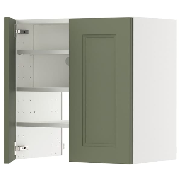 Ikea METOD - Hood wall unit with shelf/door, white/Axstad gray-green,60x60 cm