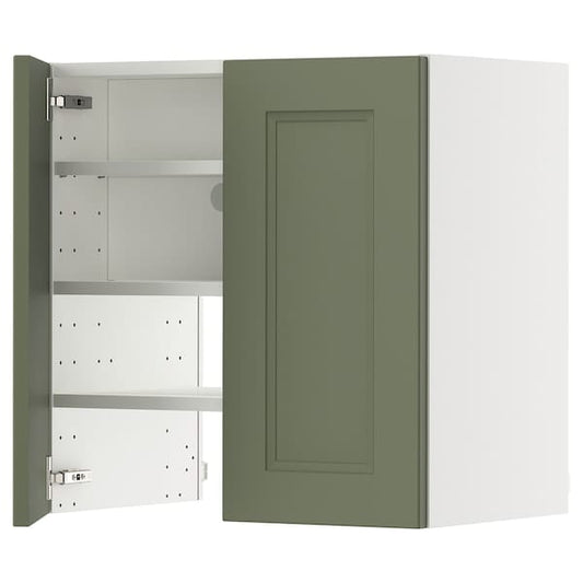 Ikea METOD - Hood wall unit with shelf/door, white/Axstad gray-green,60x60 cm