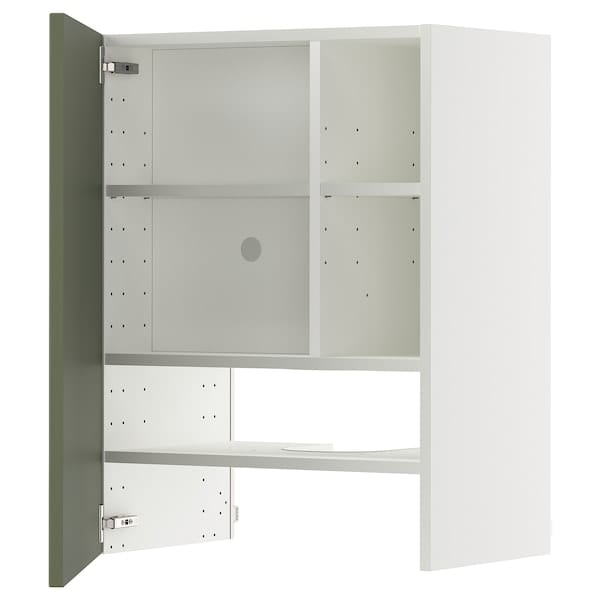 Ikea METOD - Hood wall unit with shelf/door, white/Axstad gray-green,60x80 cm