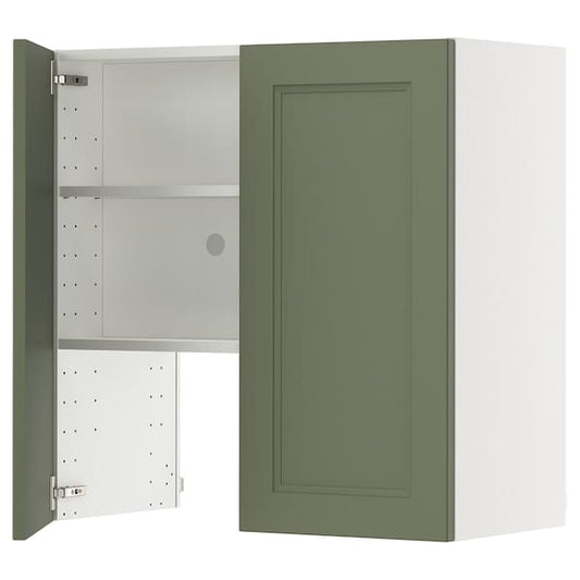 Ikea METOD - Hood wall unit with shelf/door, white/Axstad gray-green,80x80 cm