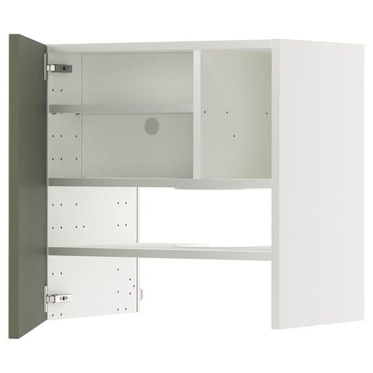 Ikea METOD - Hood wall unit with shelf/door, white/Axstad gray-green,60x60 cm