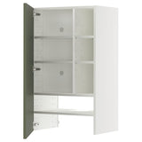 METOD wall cb f extr hood w shlf/door, white/Axstad grey-green, 60x100 cm