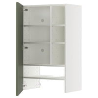 METOD wall cb f extr hood w shlf/door, white/Axstad grey-green, 60x100 cm