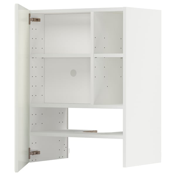 METOD wall cb f extr hood w shlf/door, white/Bodbyn off-white, 60x80 cm