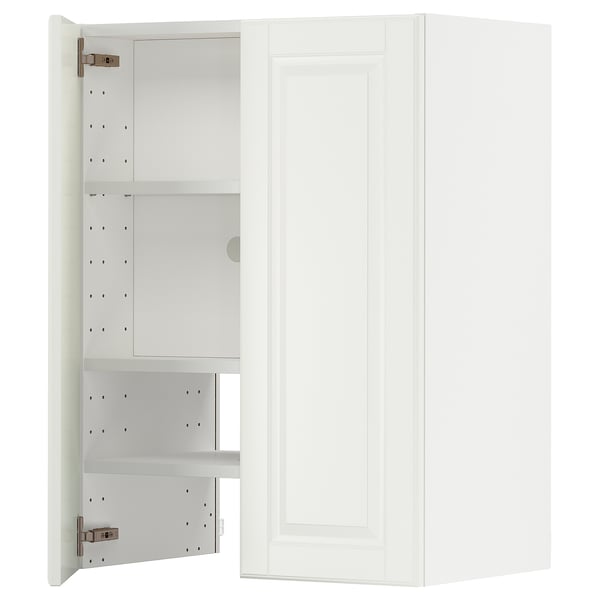 METOD wall cb f extr hood w shlf/door, white/Bodbyn off-white, 60x80 cm