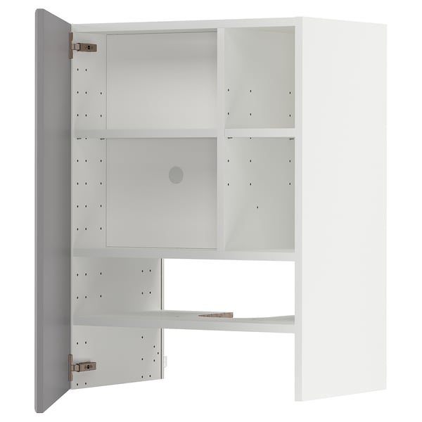 METOD - METOD Wall cb f extr hood w shlf/door, white/Bodbyn grey, 60x80 cm