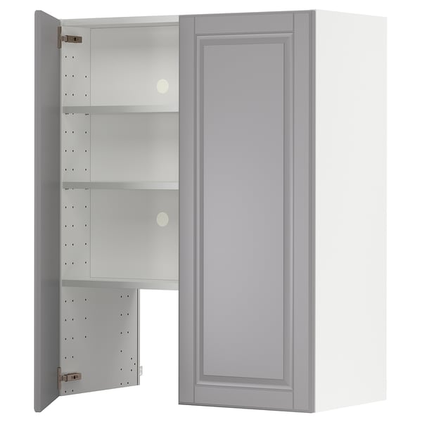 METOD - METOD Wall cb f extr hood w shlf/door, white/Bodbyn grey, 80x100 cm