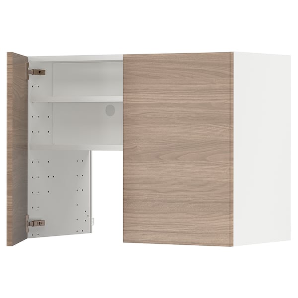 METOD wall cb f extr hood w shlf/door, white/Brokhult light grey